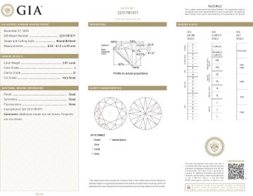 GIA certified diamond earrings 2.01 (J color, I2 clarity) and 2.03 (I color, I1 clarity)