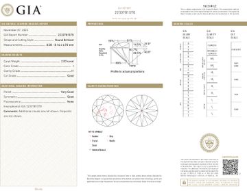 GIA certified diamond earrings 2.01 (J color, I2 clarity) and 2.03 (I color, I1 clarity)