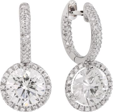 GIA certified diamond earrings 2.01 (J color, I2 clarity) and 2.03 (I color, I1 clarity)
