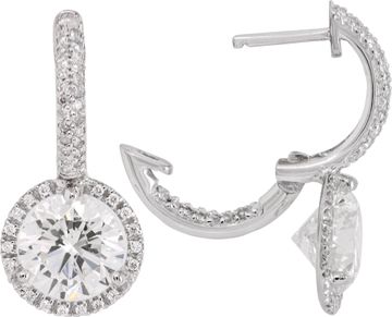 GIA certified diamond earrings 2.01 (J color, I2 clarity) and 2.03 (I color, I1 clarity)