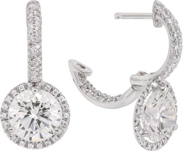 GIA certified diamond earrings 2.01 (J color, I2 clarity) and 2.03 (I color, I1 clarity)