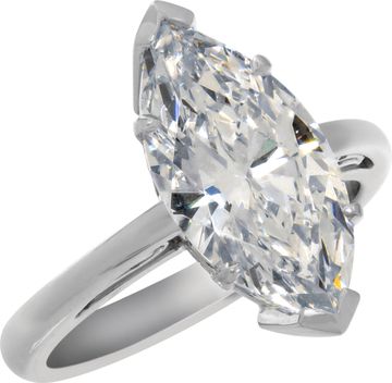 GIA certified Marquise Cut natural diamond 4.00 ct. G-VVS1. Solitaire. Size 7