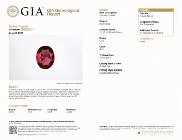 GIA Certified Oval Spinel and diamond ring in 18k white gold