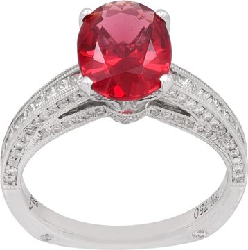 GIA Certified Oval Spinel and diamond ring in 18k white gold GIA Certified Oval Spinel and diamond ring in 18k white gold Ring Collection