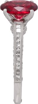 GIA Certified Oval Spinel and diamond ring in 18k white gold