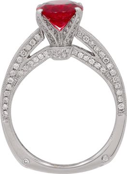 GIA Certified Oval Spinel and diamond ring in 18k white gold