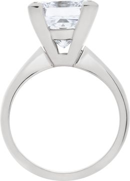 GIA certified Princess Cut  4.67 ct. F - VS2 . Platinum solitaire. Size 4