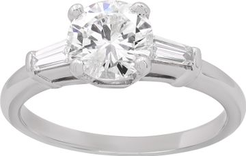 GIA certified round brilliant cut diamond 1.01 carat (K color, I2 clarity) ring set in platinum Ring Collection