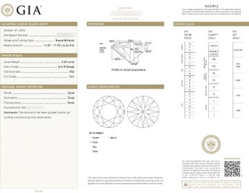 GIA certified round brilliant cut diamond 5.65 carat (Q-R color range, VS2 clarity) ring