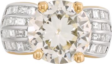 GIA certified round brilliant cut diamond 5.65 carat (Q¿R color range, VS2 clarity) ring