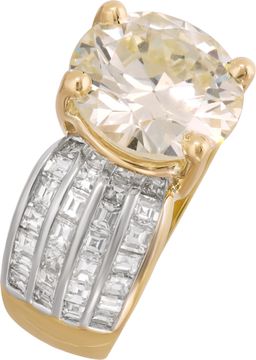 GIA certified round brilliant cut diamond 5.65 carat (Q¿R color range, VS2 clarity) ring