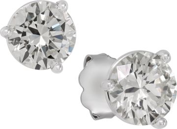 GIA certified Round Brilliant Cut diamond stud earrings. 2.19 carat total weight