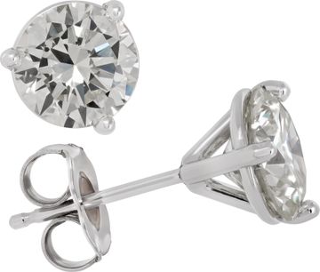 GIA certified Round Brilliant Cut diamond stud earrings. 2.19 carat total weight