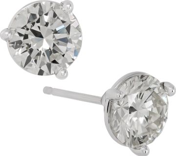 GIA certified Round Brilliant Cut diamond stud earrings. 2.19 carat total weight