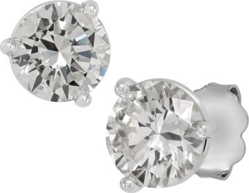 GIA certified Round Brilliant Cut diamond stud earrings. 2.19 carat total weight