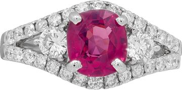 GIA Certified Spinel and Diamond Ring in 18k white gold