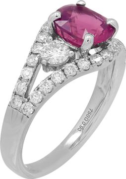 GIA Certified Spinel and Diamond Ring in 18k white gold