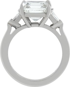 GIA certified Square Emerald Cut diamond 4.08 ct. G - VVS1.  Platinum. Size 6