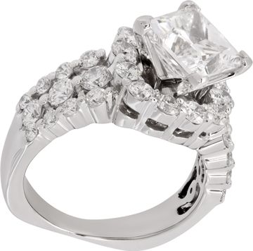 GIA certified square modified brilliant cut 2.63 carat (F color, VS2 clarity) ring