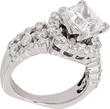 GIA certified square modified brilliant cut 2.63 carat (F color, VS2 clarity) ring