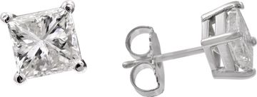 GIA certified square modified brilliant cut diamond studs 1.99 carats total