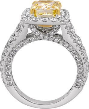 Yellow and white diamond ring in 18k white and yellow gold GIA cert