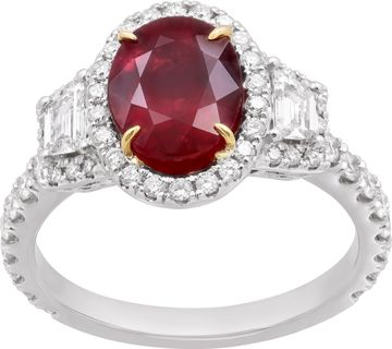 GIA Ruby And Diamond Ring In 18k White And Yellow Gold GIA Ruby And Diamond Ring In 18k White And Yellow Gold Ring Collection