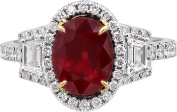 GIA Ruby And Diamond Ring In 18k White And Yellow Gold