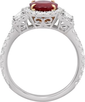 GIA Ruby And Diamond Ring In 18k White And Yellow Gold