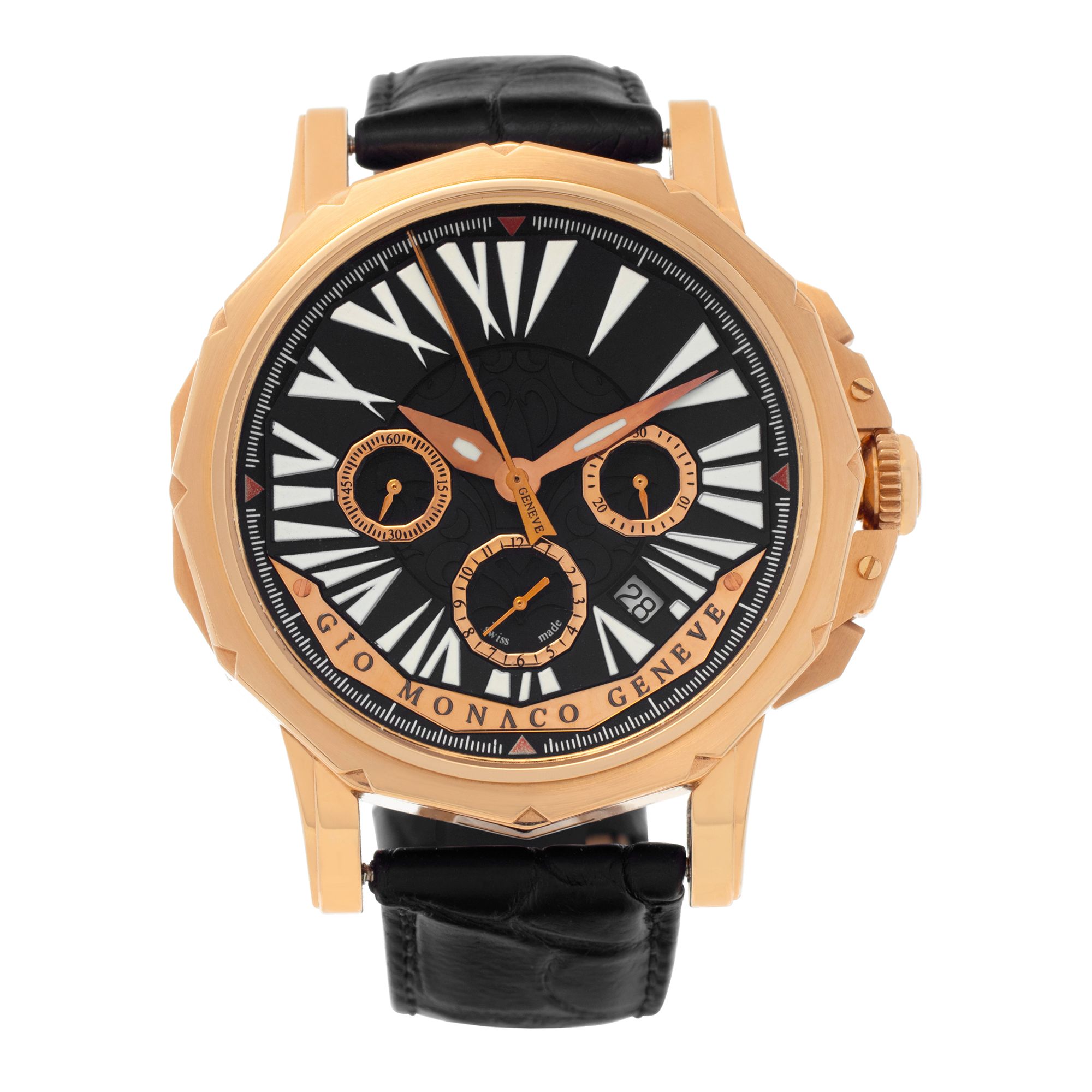 Pre-owned Gio Monaco Hypnos 18k rose gold 45mm auto watch