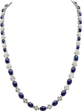 Giovane Diamond and Sapphire necklace in 18k White Gold