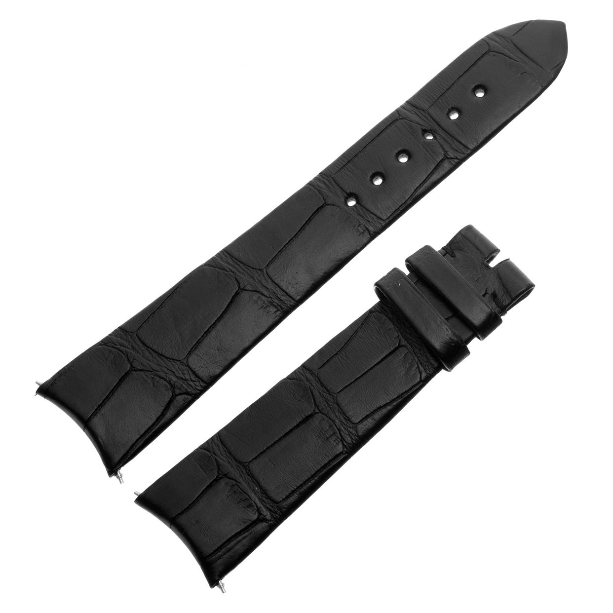 Bracelet Cuir D'alligator Noir Mat Pour Montre Girard-Perregaux - 20/16mm - Excellente Qualité
