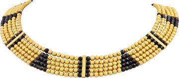 Gold bead and onyx bead five strand necklace