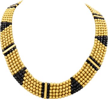 Gold bead and onyx bead five strand necklace