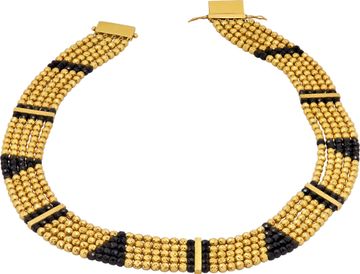 Gold bead and onyx bead five strand necklace