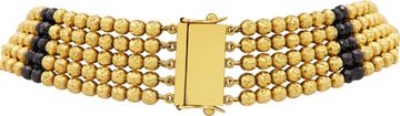 Gold bead and onyx bead five strand necklace