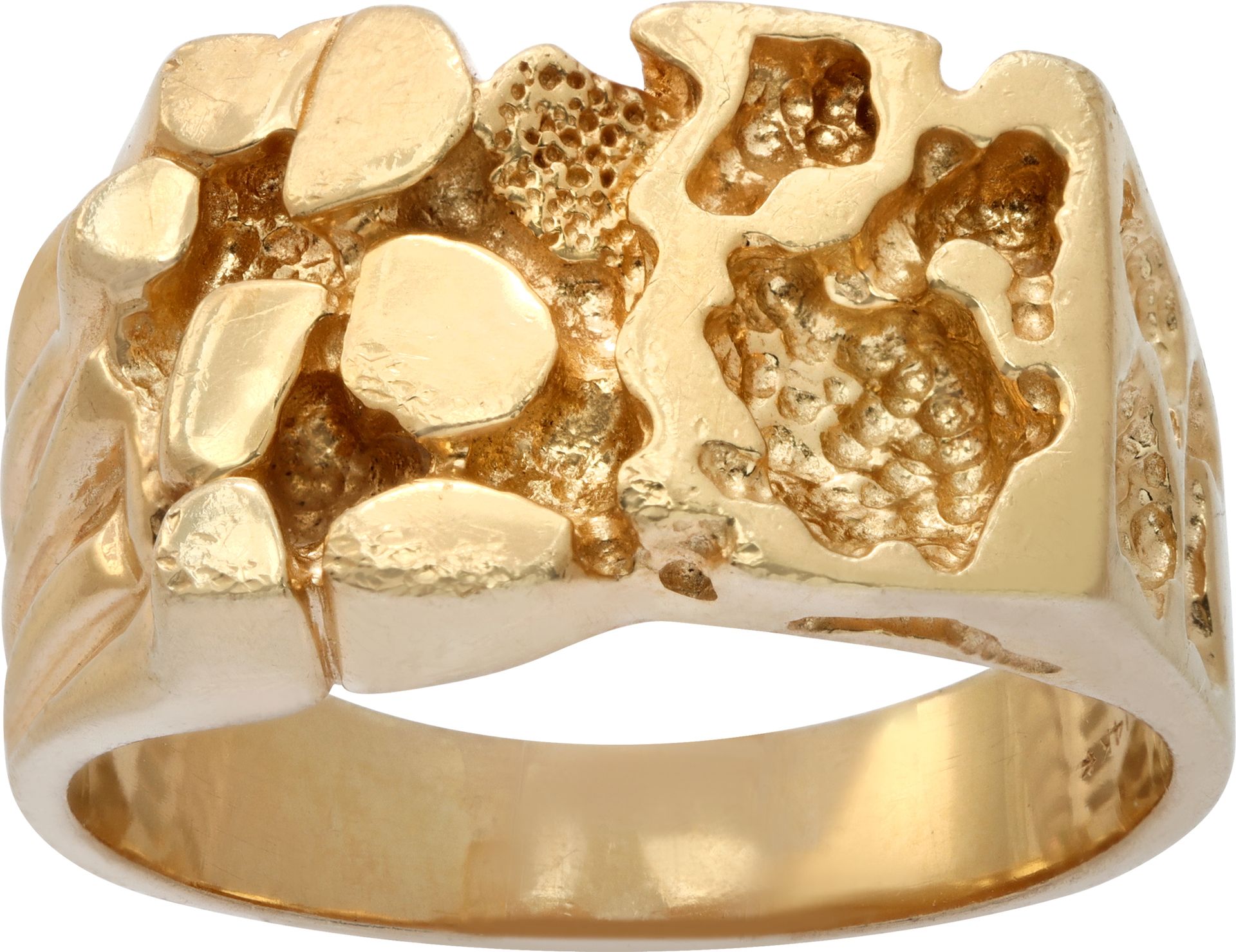 Gold nugget style ring in 14k yellow gold, size 10 | Gray & Sons