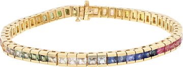 Gradient multicolor sapphire bracelet in 14k yellow gold Bracelet Collection