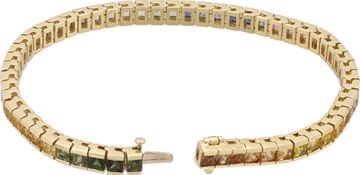 Gradient multicolor sapphire bracelet in 14k yellow gold