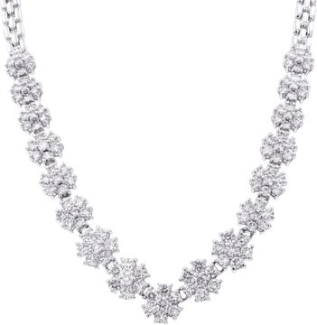 Platinum 6.00 carats diamonds graduating flower line necklace.