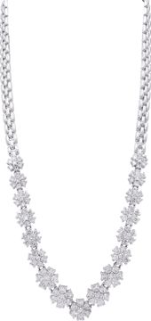 Platinum 6.00 carats diamonds graduating flower line necklace.