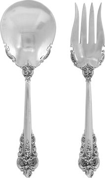"GRANDE BAROQUE" Sterling Silver Flatware Set patented by Wallace in 1941. TOTAL: 123 pieces over 183 troy ounces of .925 sterling silver