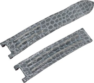 Gray Cartier Pasha Alligator Strap 20mm x 18mm. Long end: 4.5 inches. Short End 3.25 inches. For Deployment Buckle.