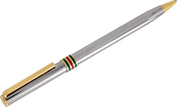 Gucci Ballpoint Pen In Stainless Steel With Gold Plated Accents
