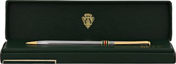 Gucci Ballpoint Pen In Stainless Steel With Gold Plated Accents