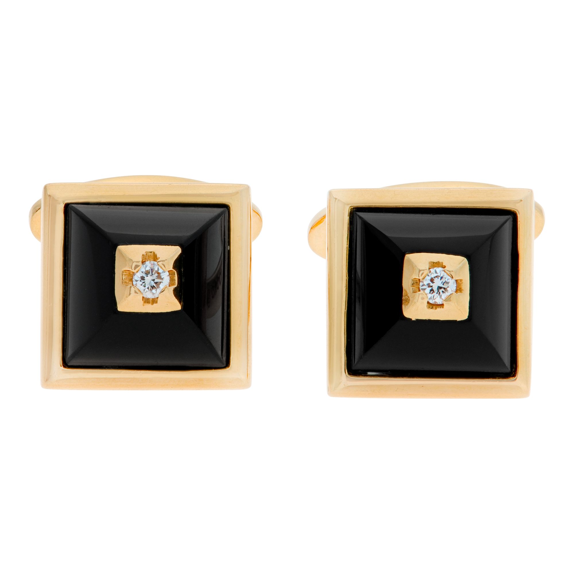 Gucci cufflinks in 18k with pyramid shaped stone accented