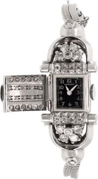 Hamilton Cocktail xxx 14k White Gold Black dial 17mm Manual watch