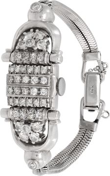 Hamilton Cocktail xxx 14k White Gold Black dial 17mm Manual watch