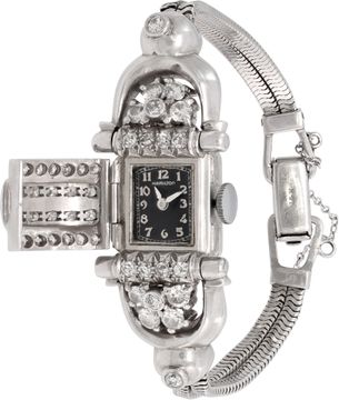 Hamilton Cocktail xxx 14k White Gold Black dial 17mm Manual watch