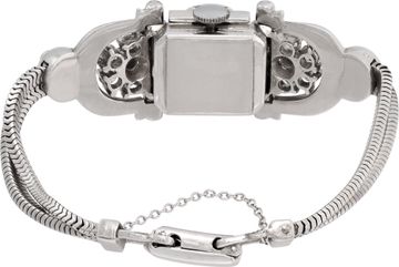 Hamilton Cocktail xxx 14k White Gold Black dial 17mm Manual watch
